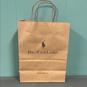 POLO RALPH LAUREN EMPTY BROWN PAPER SHOPPING BAG SIZE 8”W x 10” H x 4.5”D